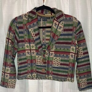 Vintage 90s New Identity Tapestry Blazer Jacket Americana size medium petite